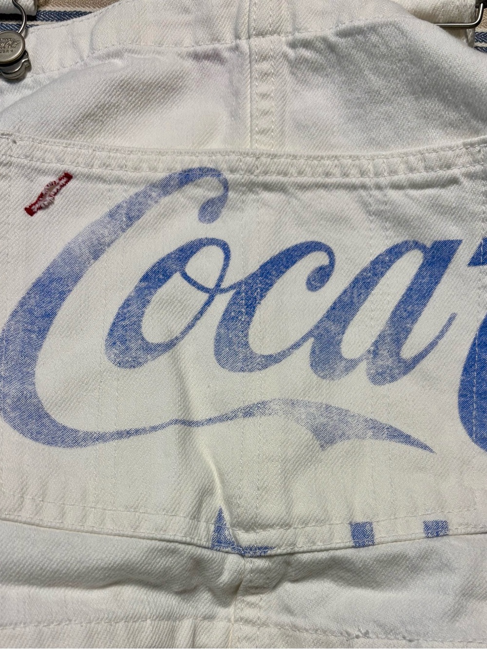 Lucky Brand size small Coca Cola White Denim Overalls - Picture 4 of 7
